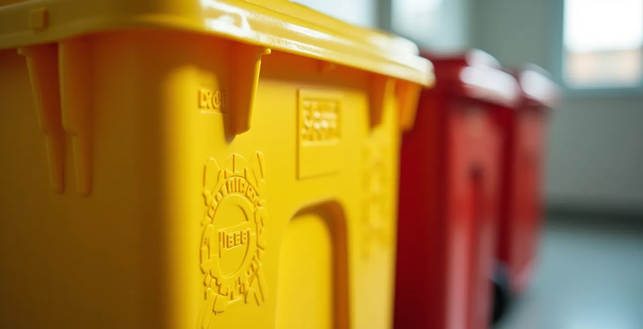 Sistema de segregación de residuos sanitarios con contenedores especializados en centro estético