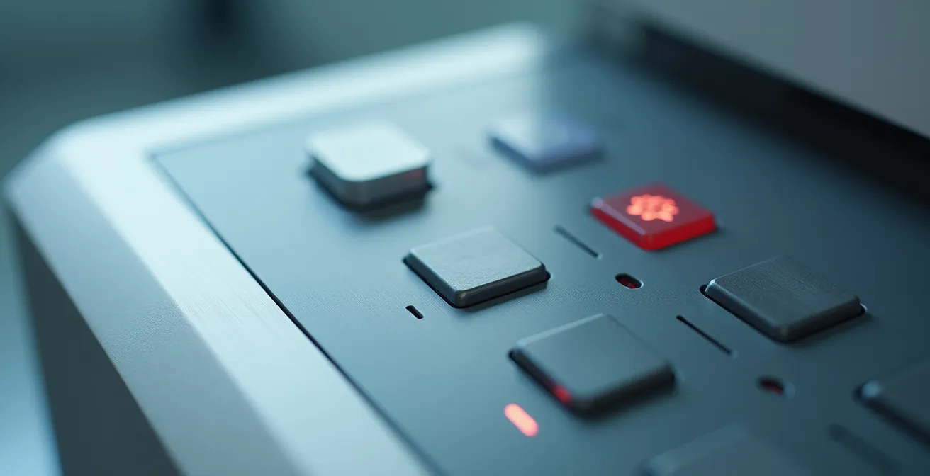 Panel de control minimalista y ergonómico de equipo de estética profesional mostrando diseño intuitivo