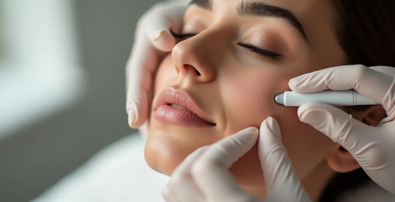 Mapa facial mostrando las zonas de aplicación y granos recomendados para microdermoabrasión