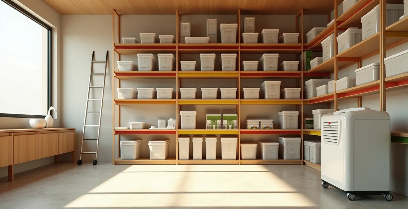 Sistema de almacenamiento vertical optimizado en centro de estética con método FIFO y códigos de color