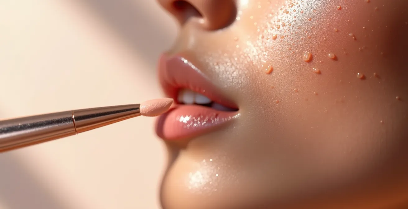 Aplicación de iluminador líquido con técnica under-glow mostrando las zonas estratégicas del rostro